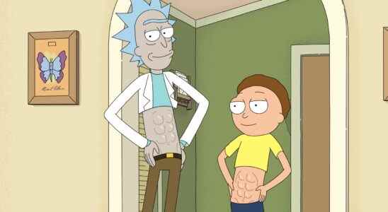 Rick and Morty with breathtaking six-pack abs in Rick and Morty season 6.