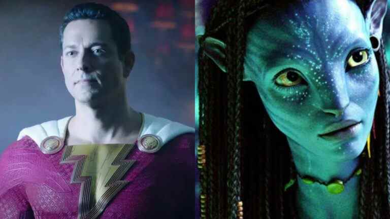 Zachary Levi as Shazam! in Fury of the Gods/ Zoe Saldana as Neytiri in Avatar: The Way of Water