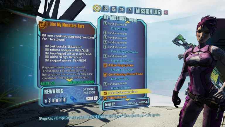 Glitched text in Borderlands 2 mission log