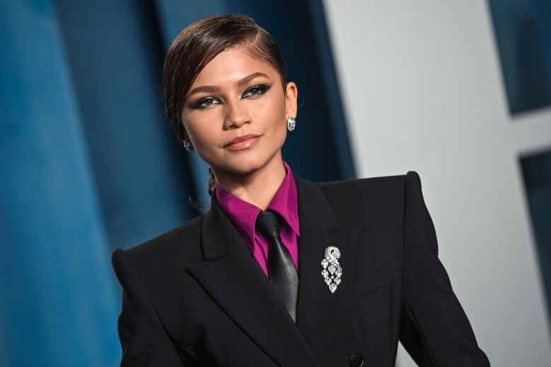 Zendaya walking on the red carpet at the 2022 Vanity Fair Oscar Party held at the Wallis Annenberg Center for the Performing Arts in Beverly Hills, CA on March 27, 2022. (Photo by Anthony Behar/Sipa USA)(Sipa via AP Images)