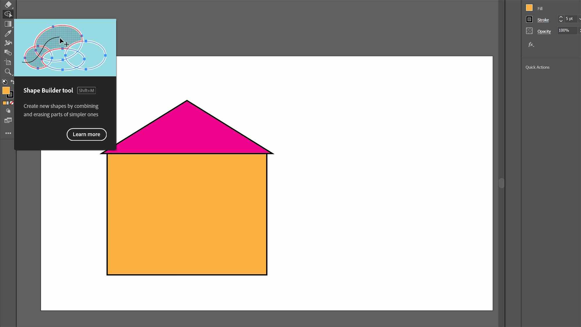 Un plan de travail Adobe Illustrator montrant les étapes de construction d'une forme