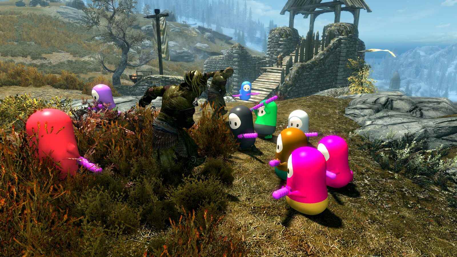 Ce mod vous permet de conquérir Skyrim avec une horde de minuscules Fall Guys

