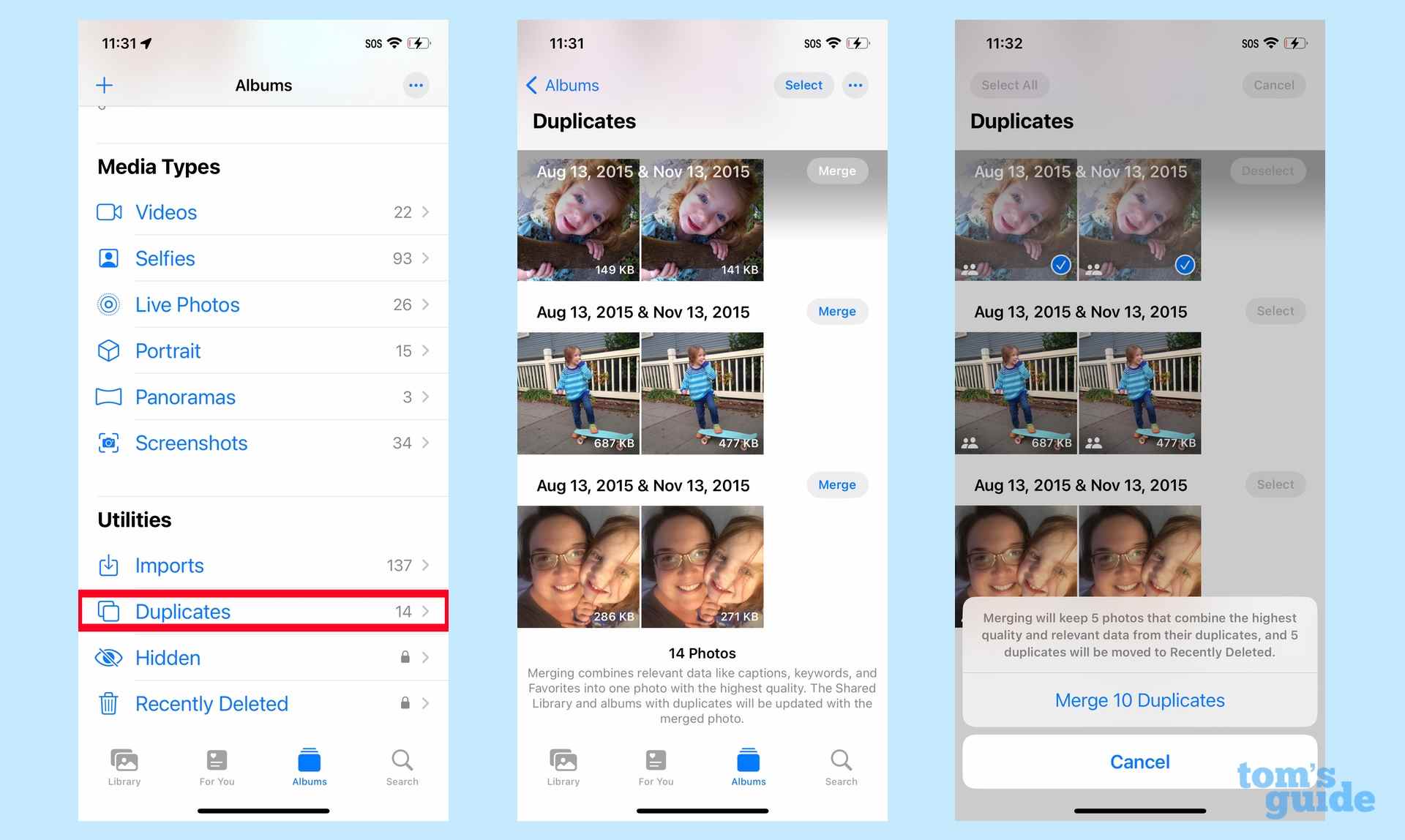 Dossier de photos en double iOS 16