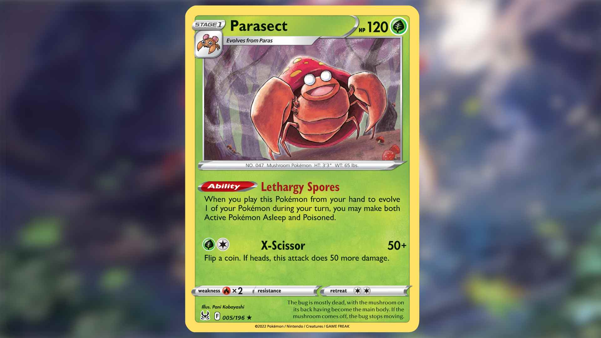 Jeu de cartes à collectionner Pokémon : Épée et bouclier - Carte Parasect d'origine perdue