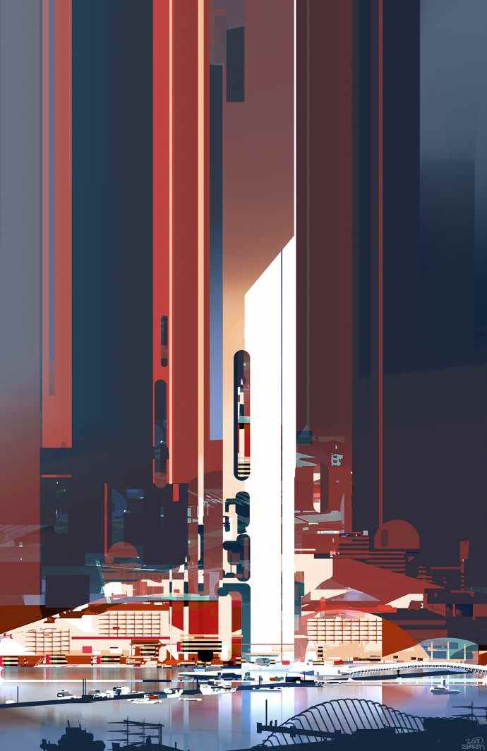 Port futuriste par Sparth.