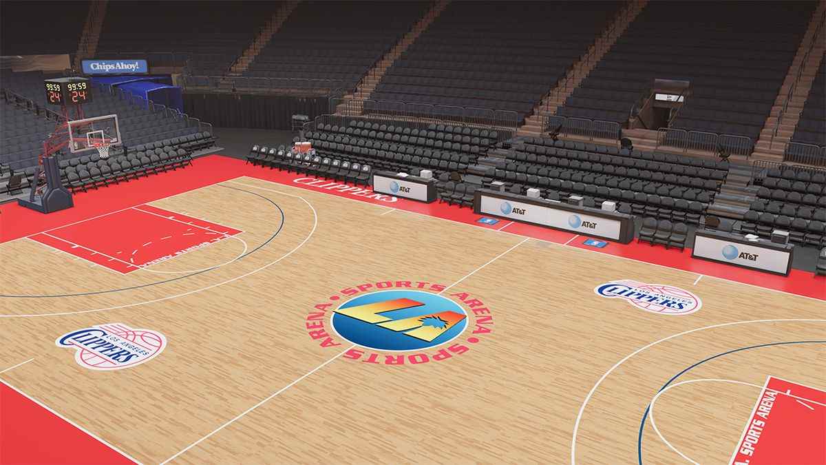 photo du terrain de LA Sports Arena, dans les années 1980 ou 1990, dans NBA 2K23