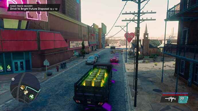 Conduire un camion rempli de déchets toxiques mal stockés à Saints Row (2022)