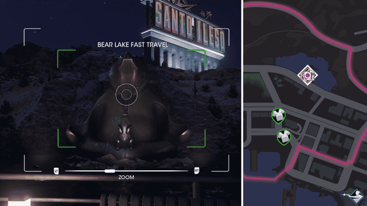 Emplacement et carte des photos de voyage rapide à Saints Row Bear Lake