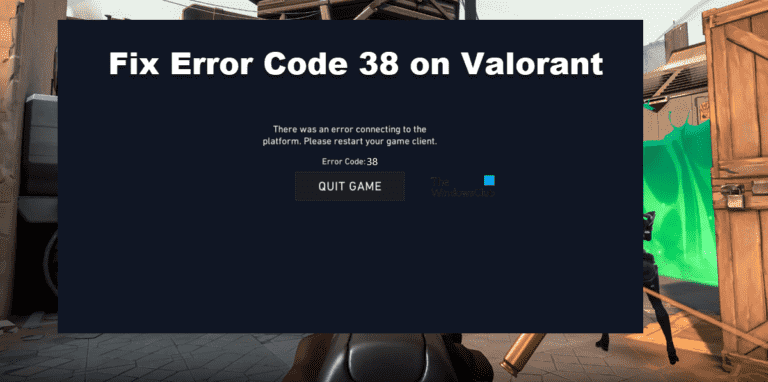 Code d’erreur Valorant 38, Il y a eu une erreur de connexion à la plateforme