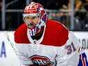 Carey Price des Canadiens de Montréal affronte les Golden Knights de Vegas lors des séries éliminatoires de la Coupe Stanley 2021 au T-Mobile Arena le 16 juin 2021 à Las Vegas.