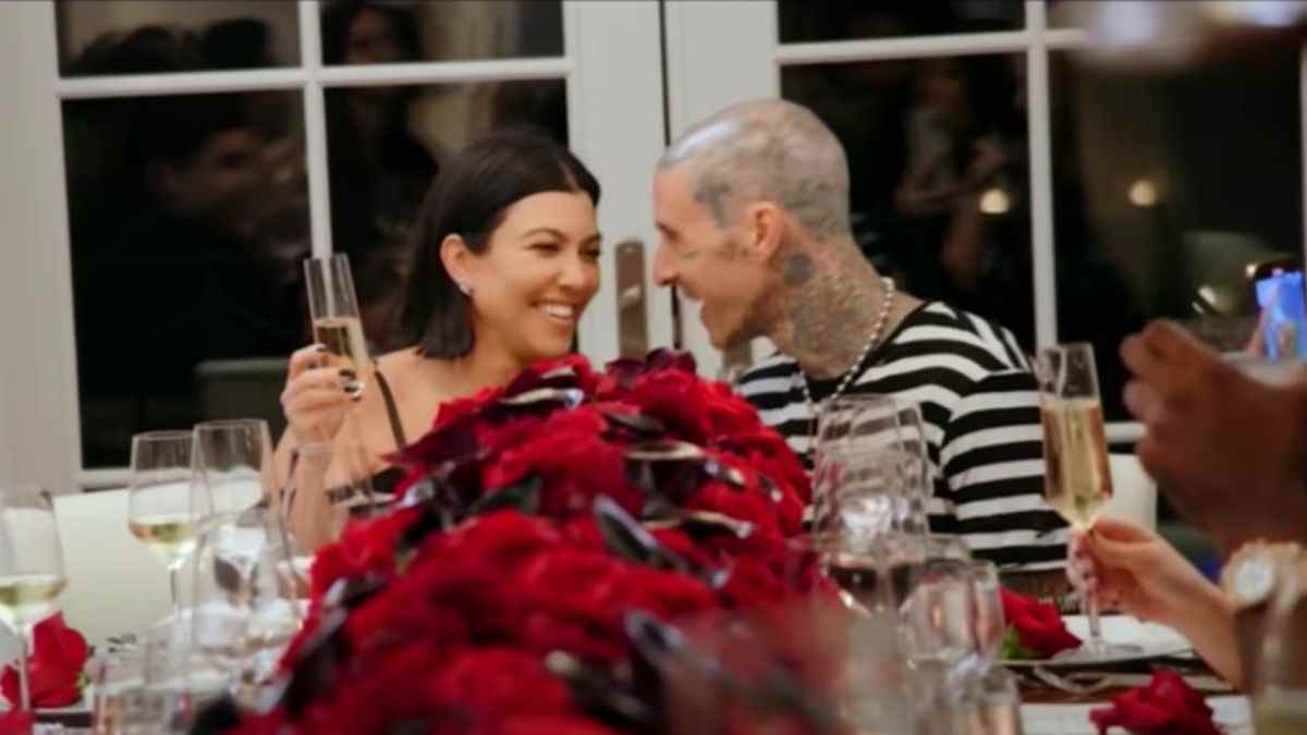 Kourtney Kardashian and Travis Barker in The Kardashians trailer