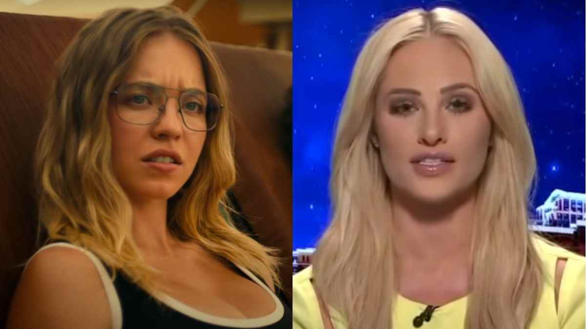 Sydney Sweeney in The White Lotus and Tomi Lahren on Fox News.