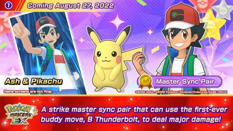 Ash Ketchum est jouable pour la première fois dans un jeu Pokemon dans Masters EX
