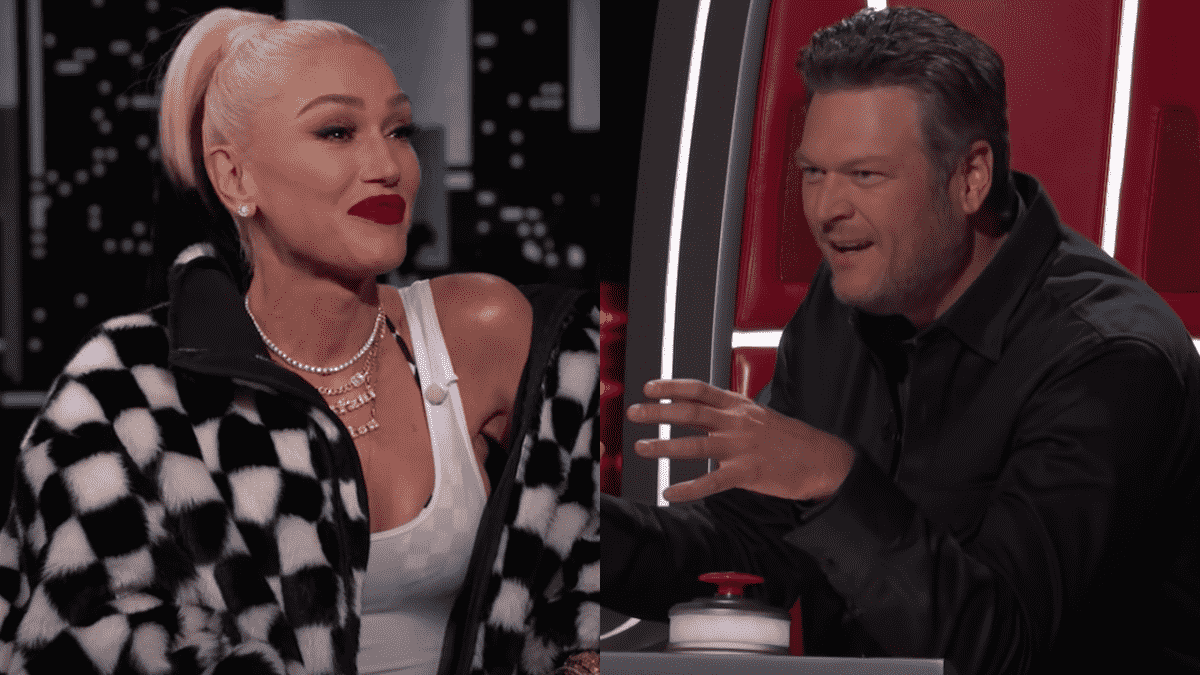 Gwen Stefani on Jimmy Kimmel Live and Blake Shelton on The Voice.