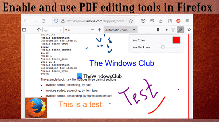 Comment activer et utiliser les outils d’édition PDF dans Firefox PDF Reader sous Windows 11/10