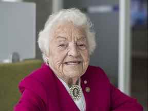 Hazel McCallion à Revera à Mississauga pour une célébration de son 99e anniversaire.  Mississauga, Ont., 12 février 2020.