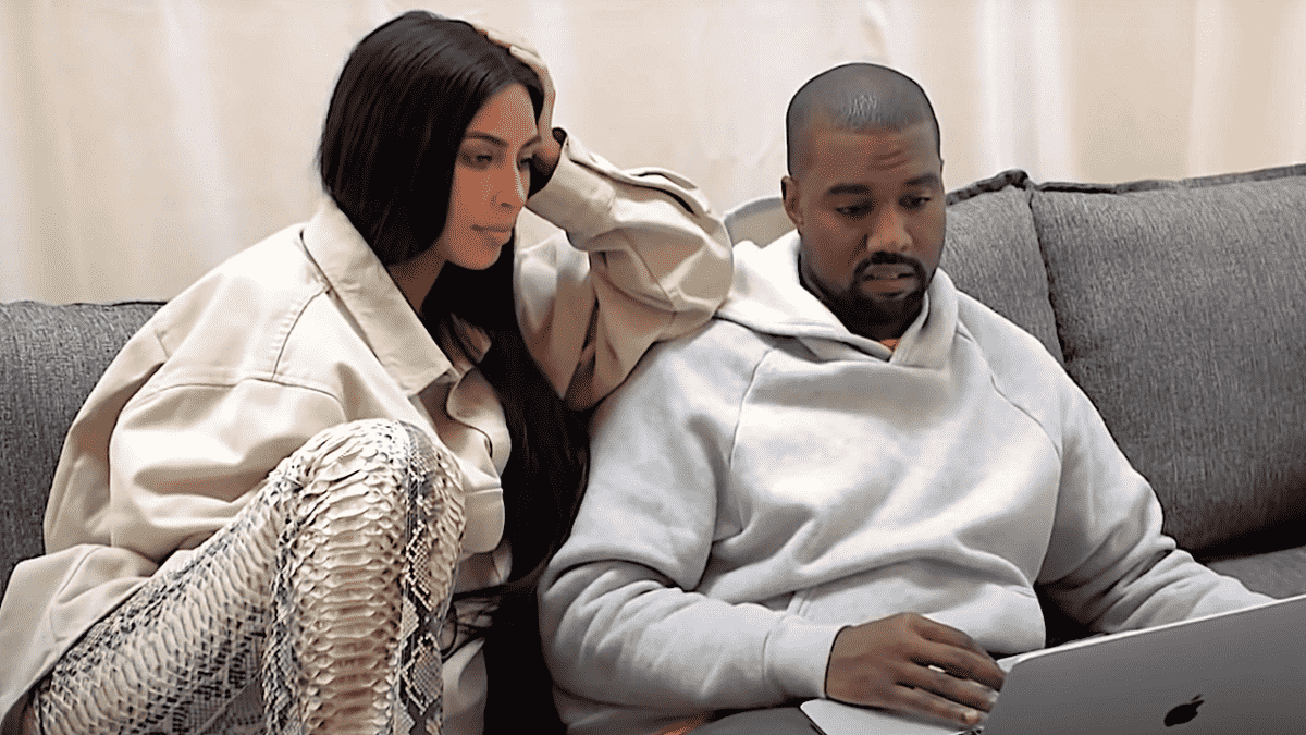 Screenshot of Kim Kardashian and Kanye West on Keeping up with the Kardashians.