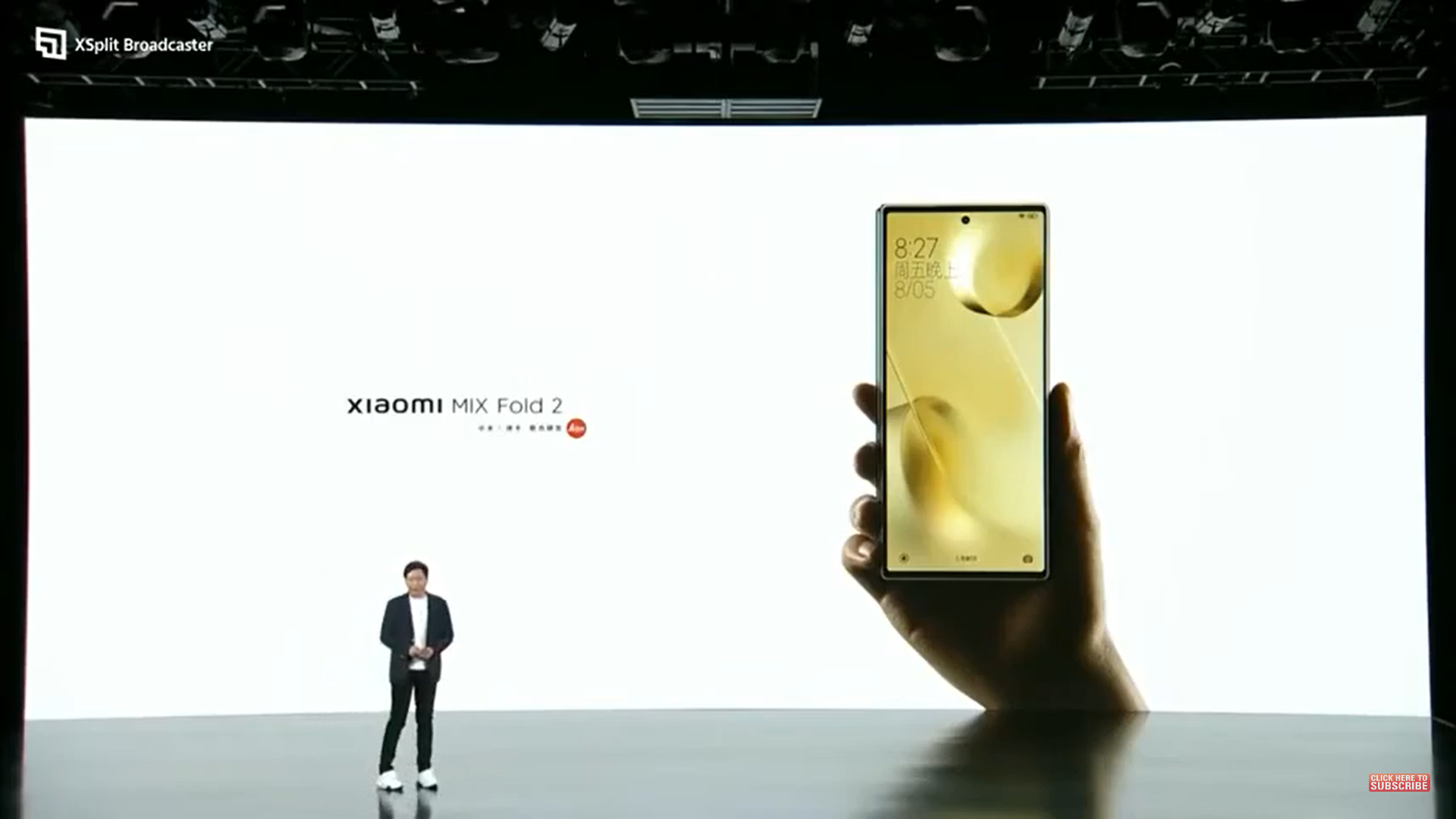 Une capture d'écran du lancement de Xiaomi Mix Fold 2