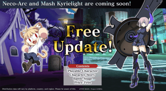 Melty Blood: les personnages DLC gratuits de Type Lumina Mash Kyrielight et Neco-Arc annoncés