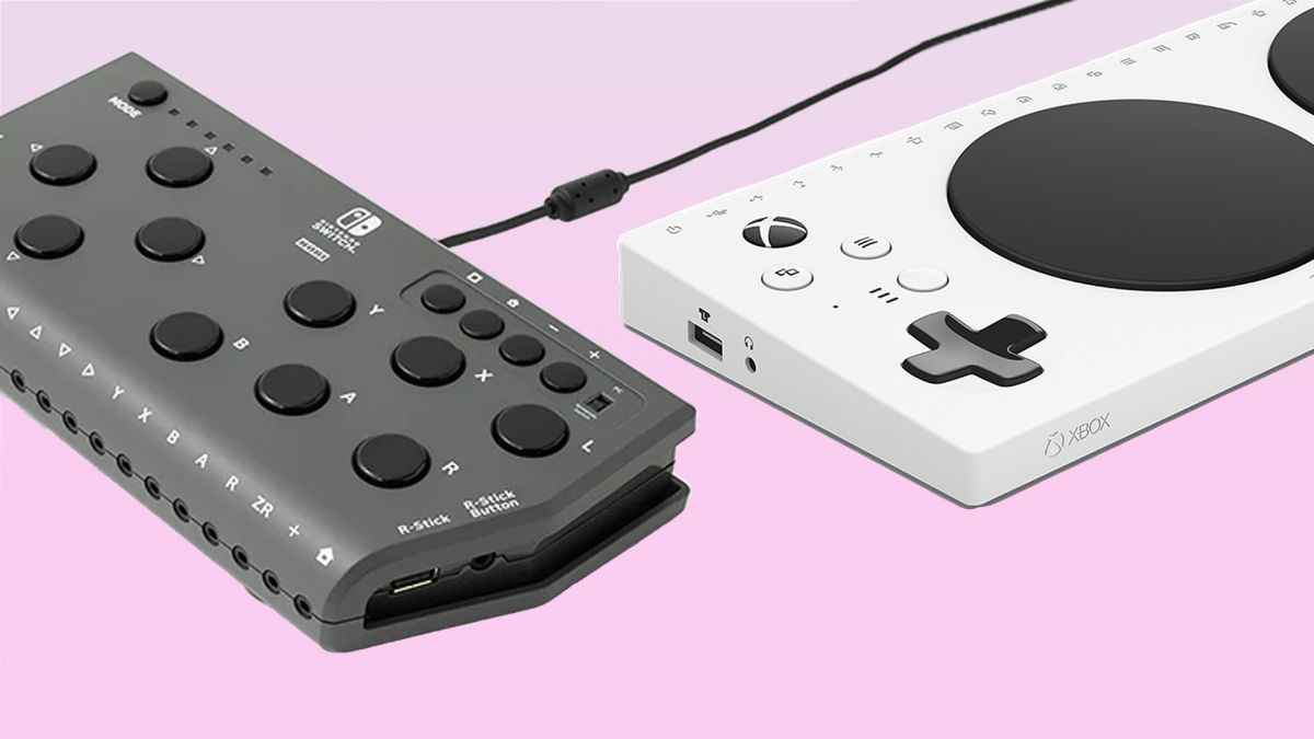 Hori Flex controller next to the Xbox Adaptive Controller