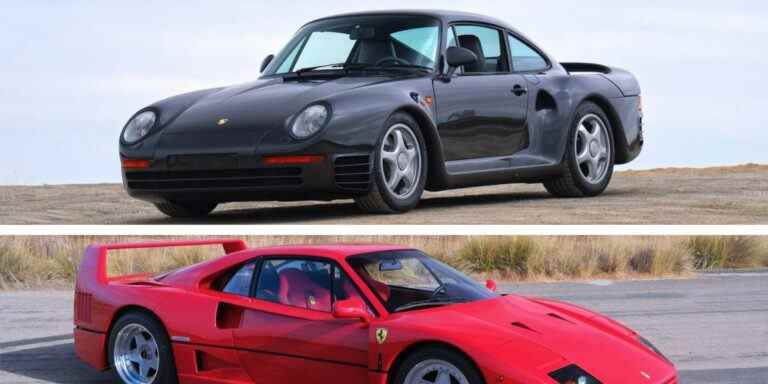 Porsche 959 de 1988 ou Ferrari F40 de 1992 ?  Les deux sont mis aux enchères