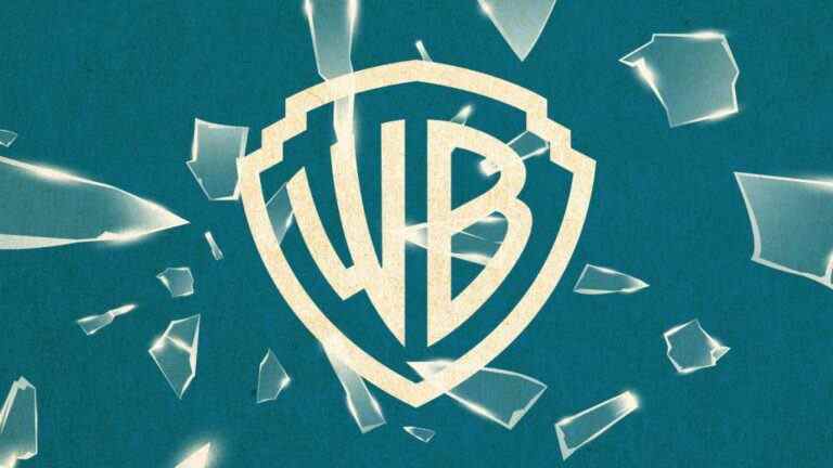 Illustration of shattered glass over a Warner Bros. logo