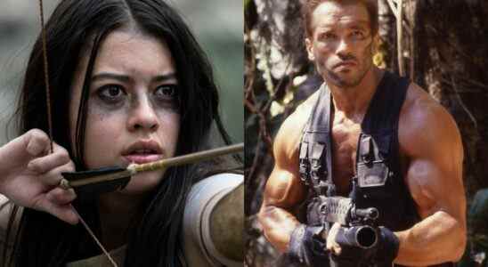 Amber Midthunder in Prey, Arnold Schwartznegger in Predator