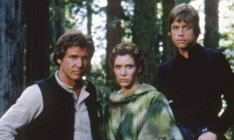 Luke, Leia, and Han in Star Wars: Return of the Jedi