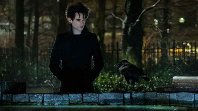 The Sandman. (L to R) Tom Sturridge as Dream, Patton Oswalt as Matthew the Raven (voice) in episode 103 of The Sandman.