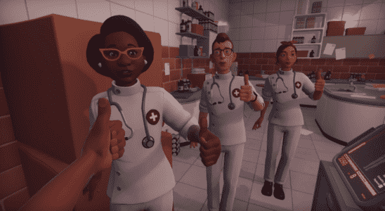 Surgeon Simulator staff give a thumbs up