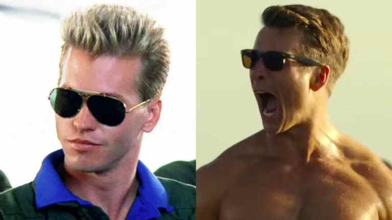 Top Gun: Maverick: La star originale de Top Gun Val Kilmer et le débutant Glen Powell ont passé un moment amusant dans un ascenseur alors que Maverick s'emballait
