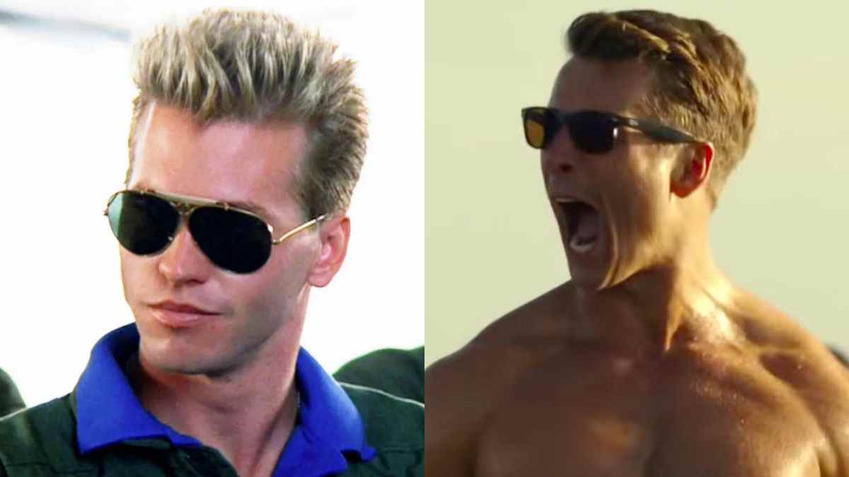 Top Gun: Maverick: La star originale de Top Gun Val Kilmer et le débutant Glen Powell ont passé un moment amusant dans un ascenseur alors que Maverick s'emballait
