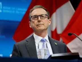 Le gouverneur de la Banque du Canada, Tiff Macklem, lors d'une conférence de presse à Ottawa.