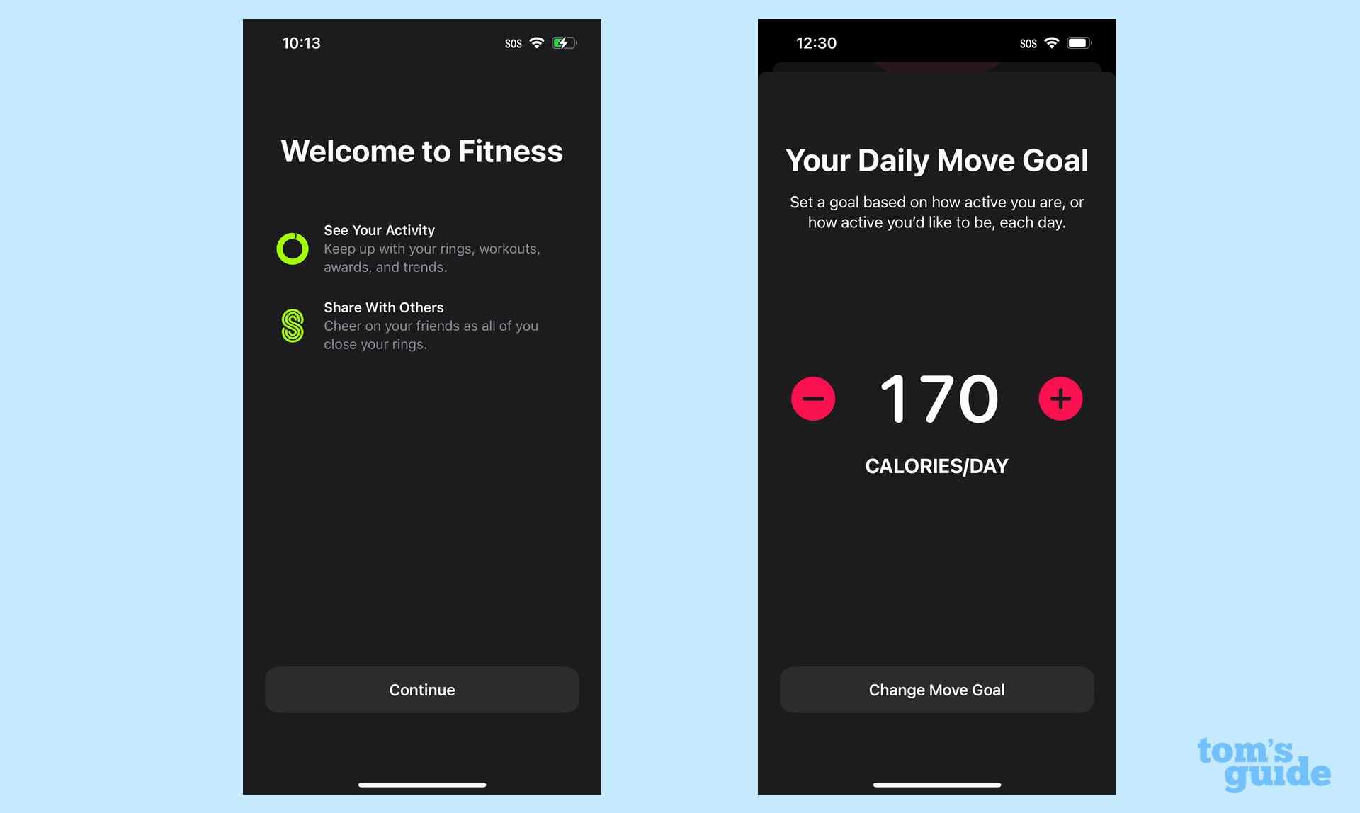 Configuration de l'application de fitness iOS 16 et objectif de déplacement