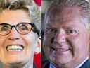 Le premier ministre Doug Ford et l'ancienne première ministre libérale Kathleen Wynne