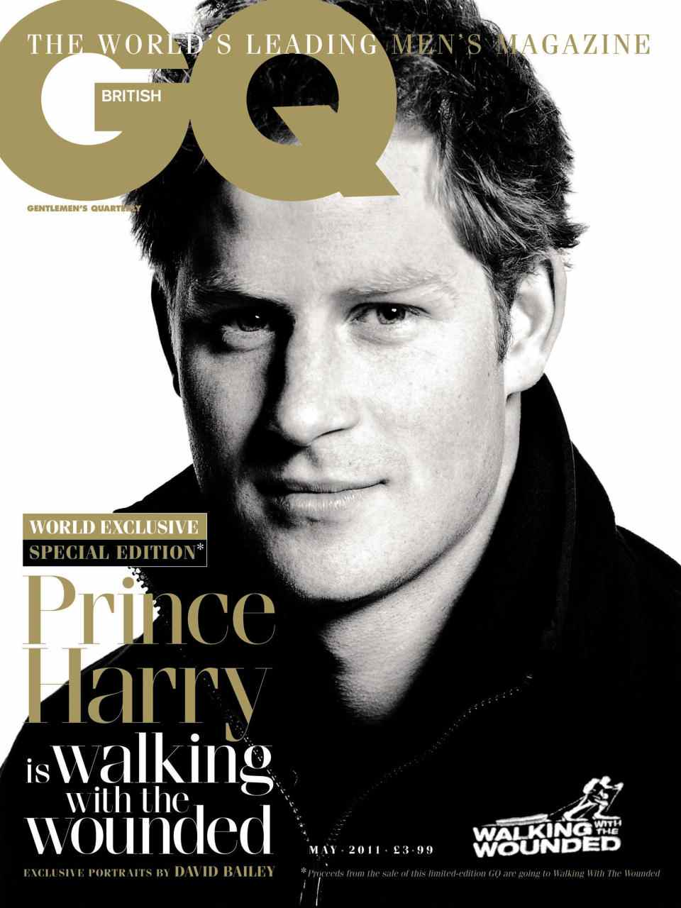 Le prince Harry apparaît sur la couverture du GQ britannique en mai 2011. 