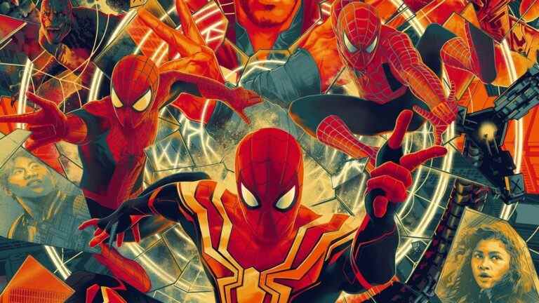 Tous les Spider-Men se balancent dans Spider-Man de Matt Taylor: No Way Home Poster de Mondo
