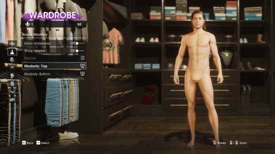 Examen de Saints Row: le créateur du personnage montre ses nombreuses options avec un personnage principal nu censuré prévisualisant les changements