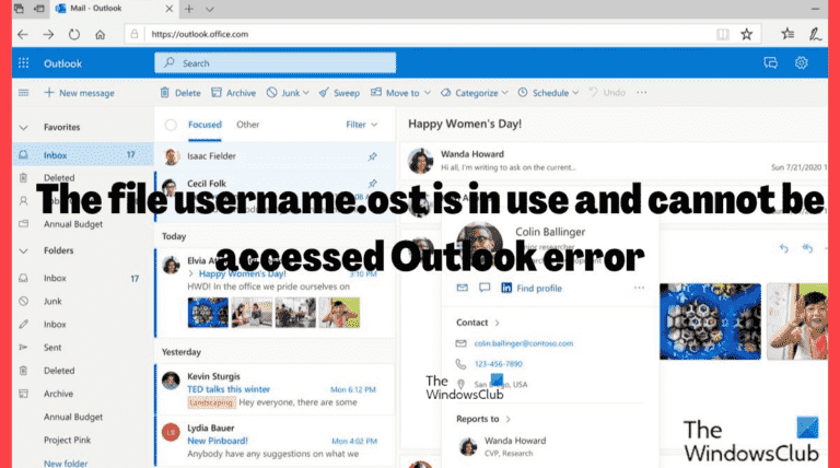 Le fichier nom d’utilisateur ost est en cours d’utilisation et n’est pas accessible erreur Outlook