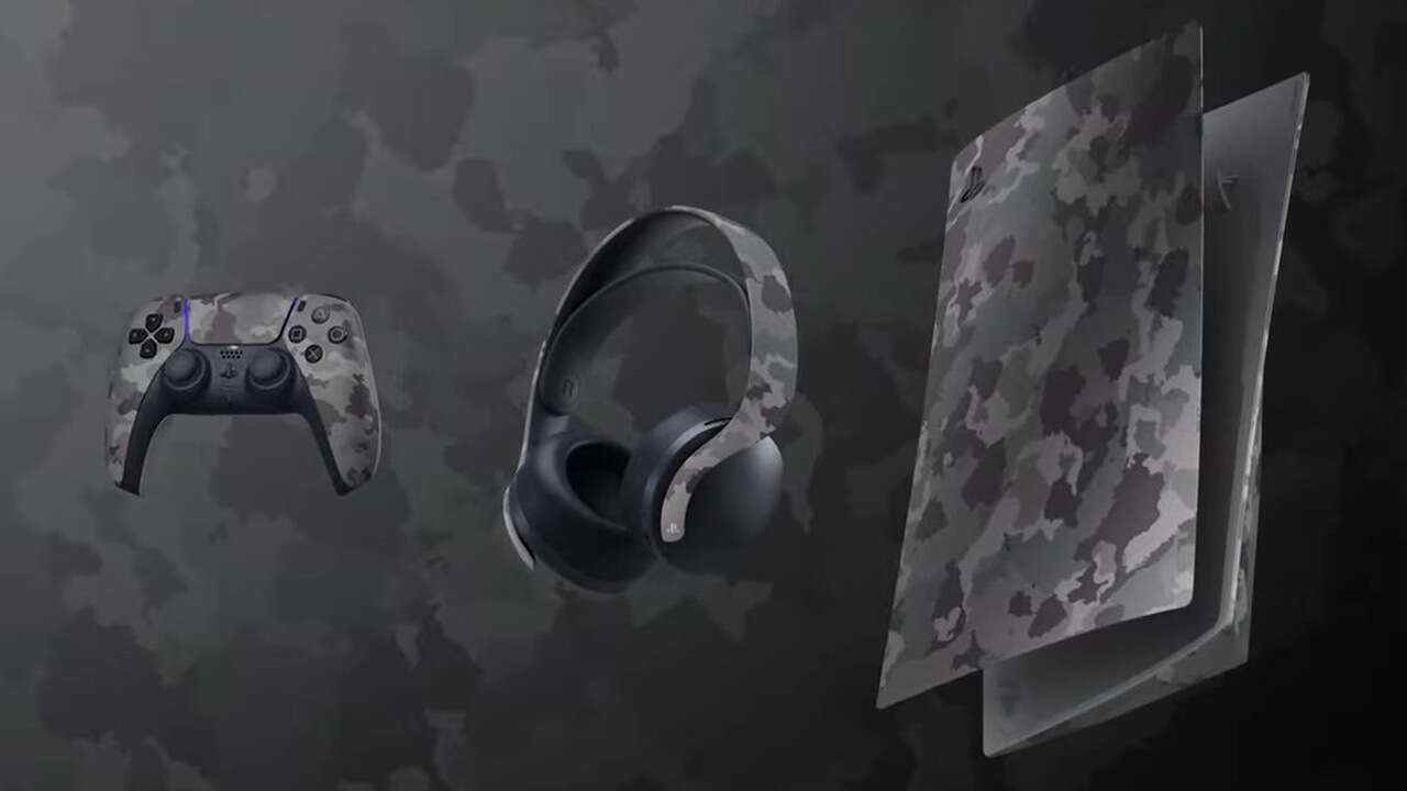 La nouvelle coque de console PS5 l'enveloppe de camouflage gris, le contrôleur et le casque assortis sont également à venir
