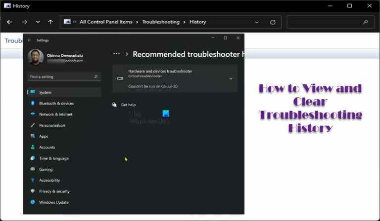 Comment afficher et effacer l’historique de dépannage dans Windows 11/10