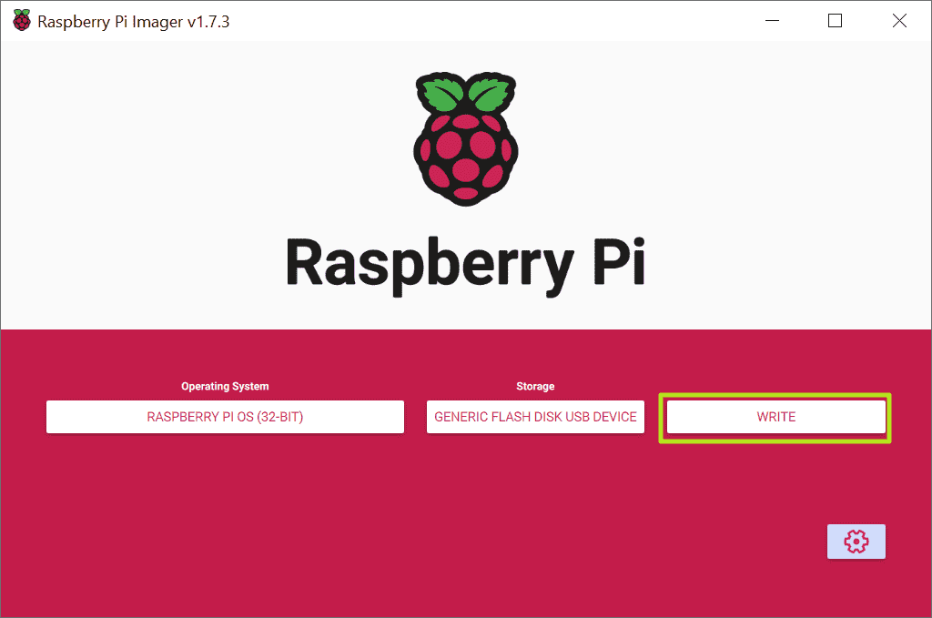 Cliquez sur Écrire dans Raspberry Pi Imager