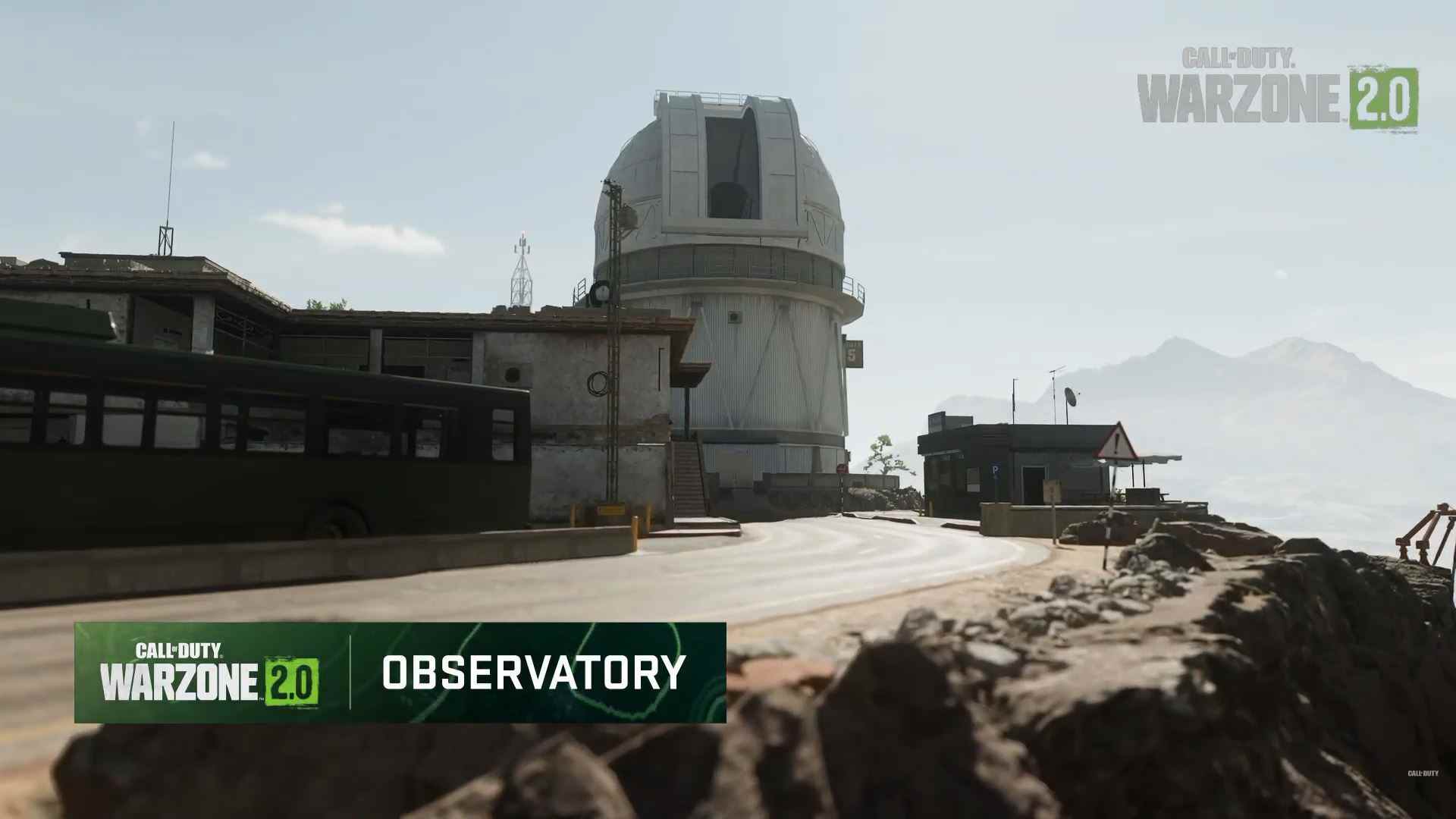 Capture d'écran de l'extérieur d'un POI d'observatoire du désert dans Warzone 2