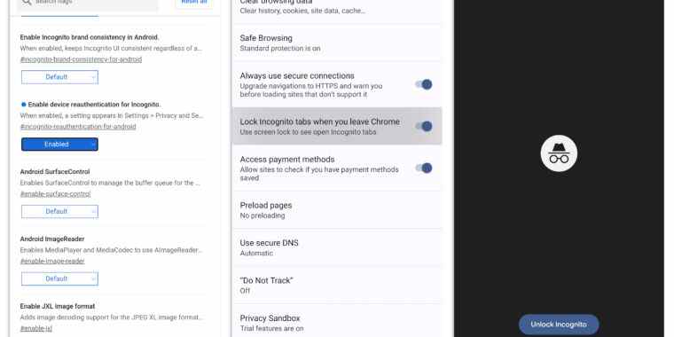 Chrome pour Android obtient des onglets Incognito protégés par les empreintes digitales