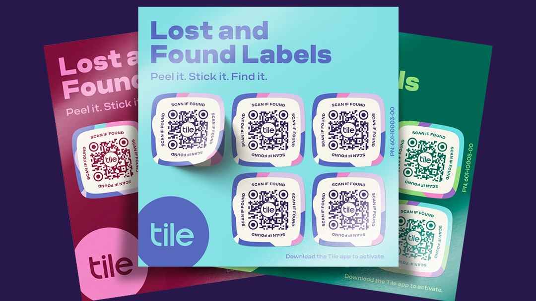 Étiquettes de tuiles perdues et trouvées avec codes QR