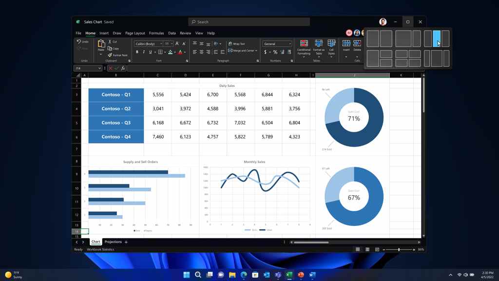 Dispositions Snap de Windows 11