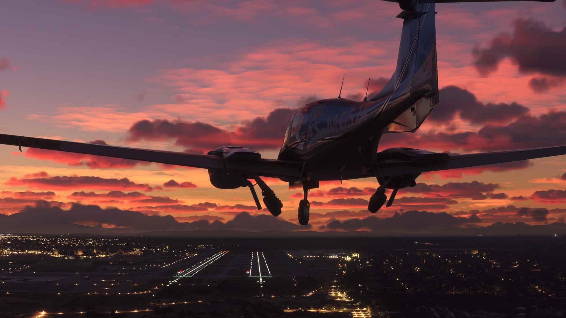 Atterrissage au coucher du soleil dans Microsoft Flight Simulator