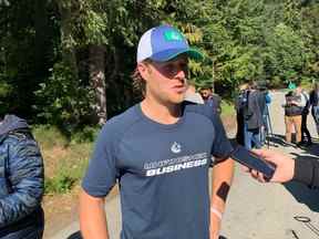 Brock Boeser au camp d'entraînement des Canucks à Whistler jeudi.  (Photo: Patrick Johnston)