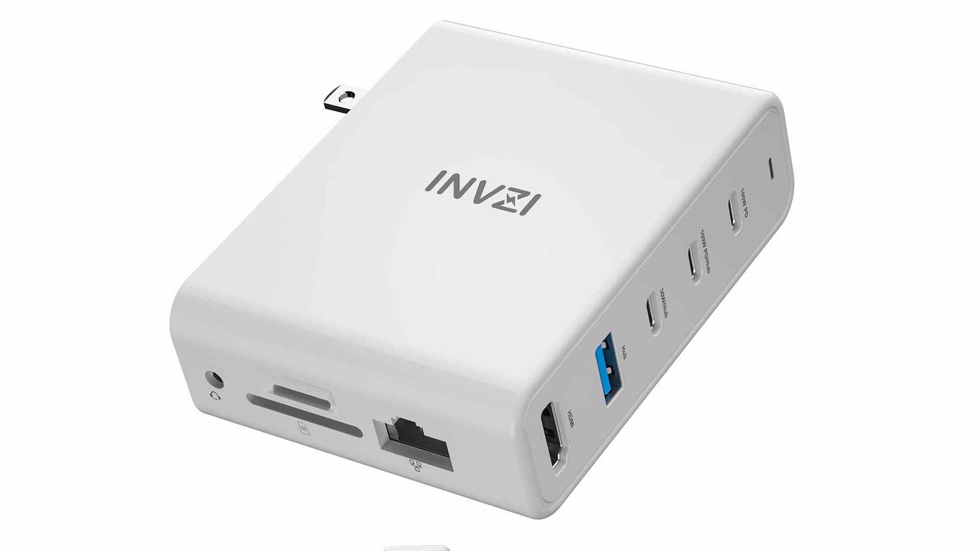 Steam, Deck dock : Invzi USB C dock sur fond blanc