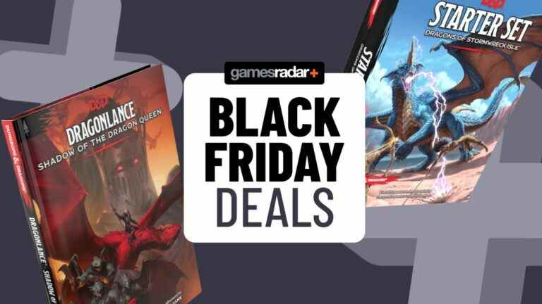 D&D Black Friday deals hero image with Dragonlance book and Starter Set